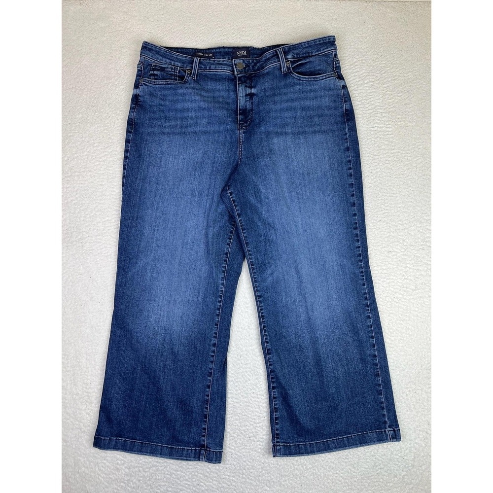 NYDJ Teresa Wide Leg Jeans Womens 16‎ Blue Med Wash High Rise Crop MPXAKA3014